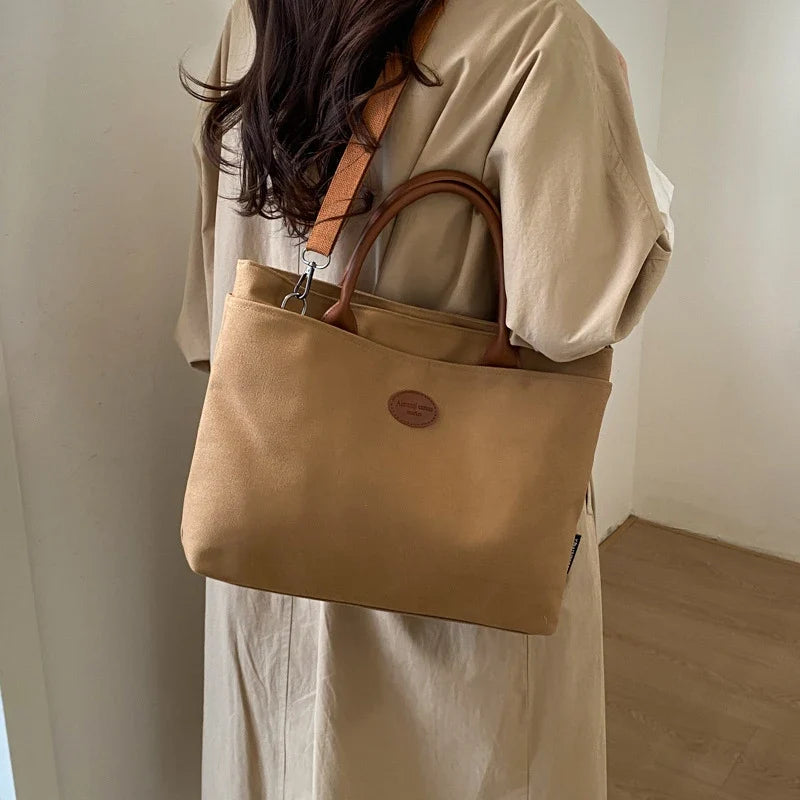 Oversized Canvas Tote Bag – Foldable Women's College Bookbag
