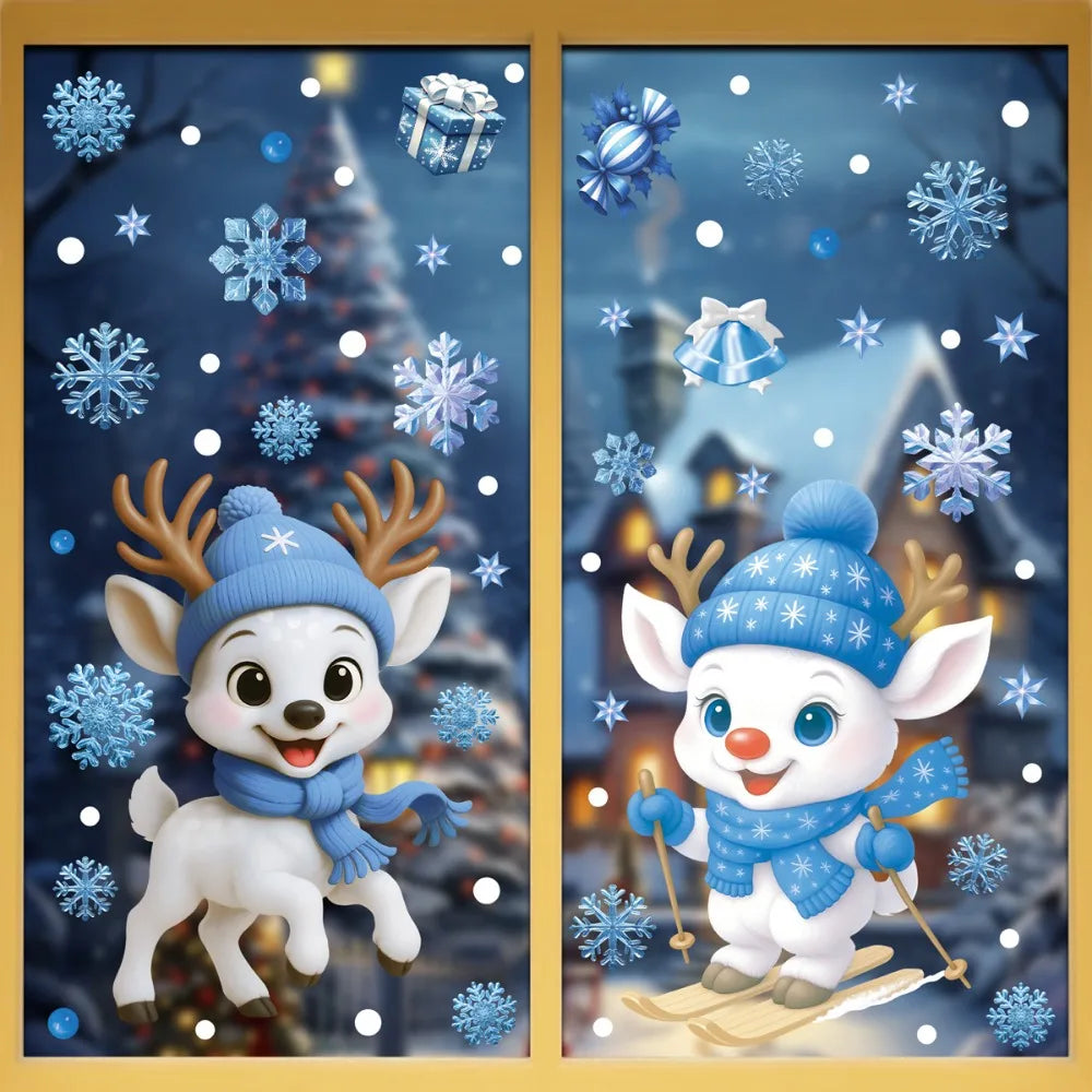 PVC Christmas Window Stickers – Snowman, Snowflake & Santa