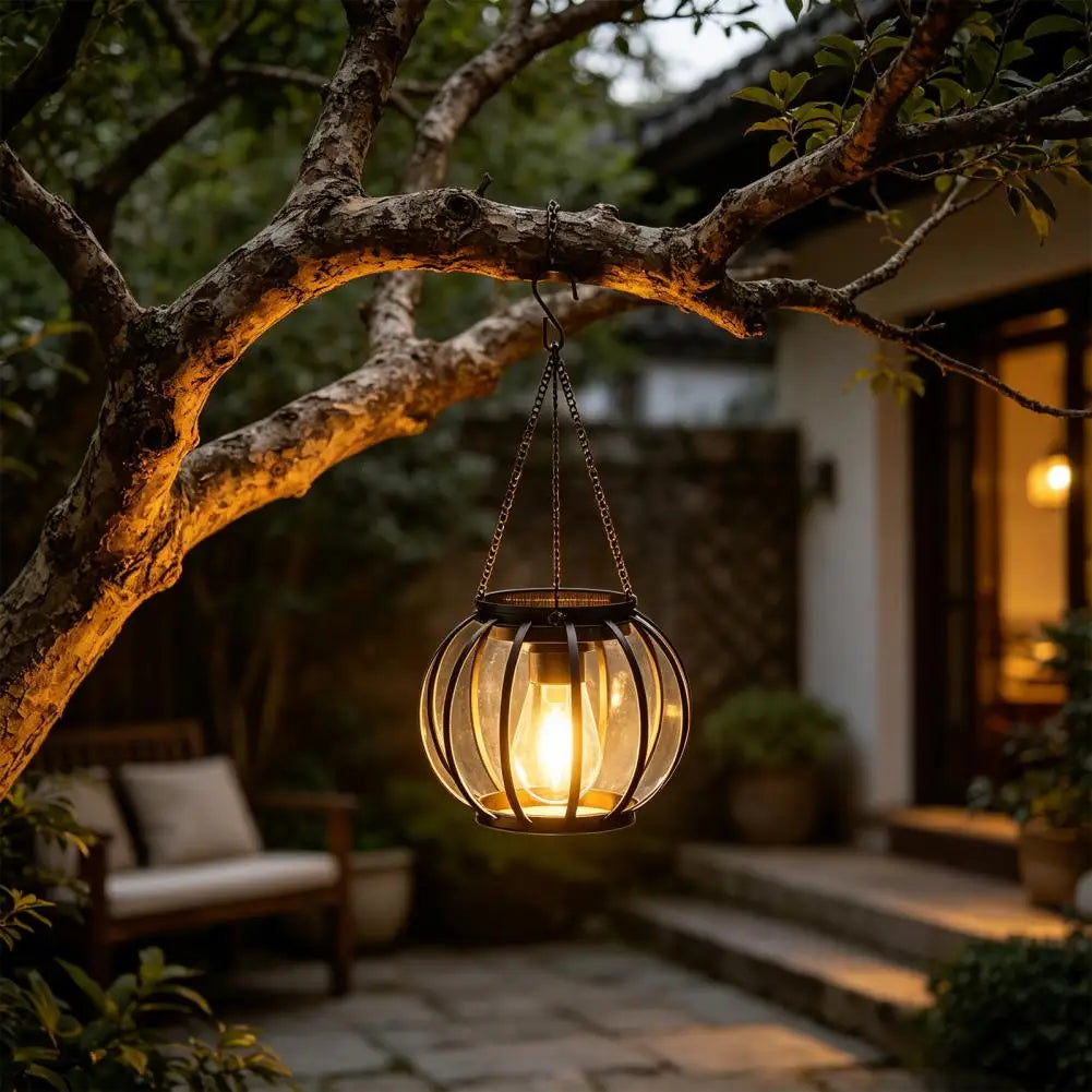Solar Hanging Lantern Metal Mesh Outdoor Garden Patio Décor