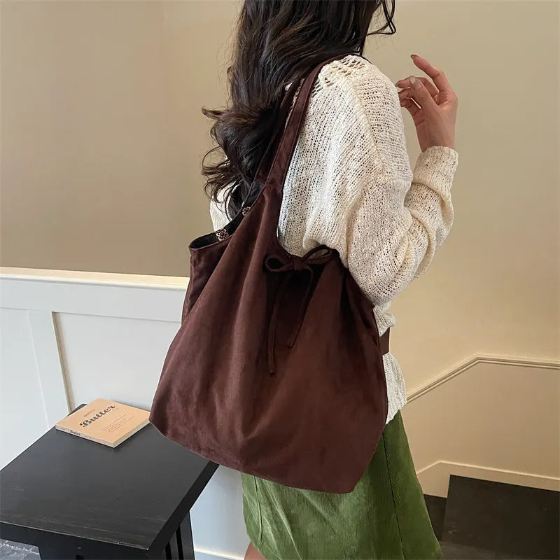 Women's Vintage Suede Shoulder Bag – Large Capacity Tote