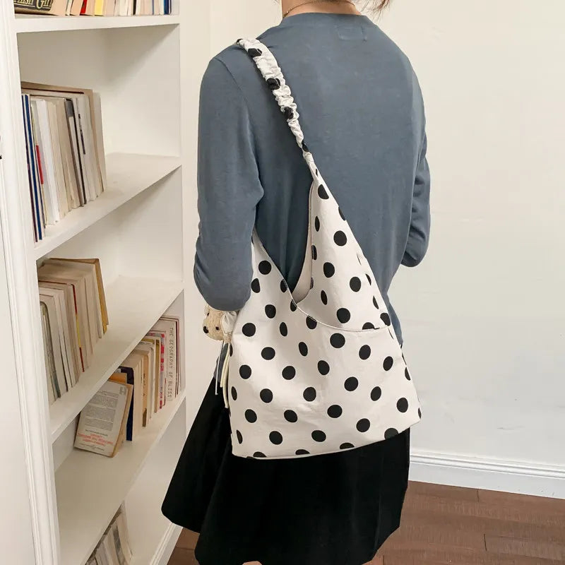 Korean Polka Dot Large Capacity Nylon Tote Shoulder Bag