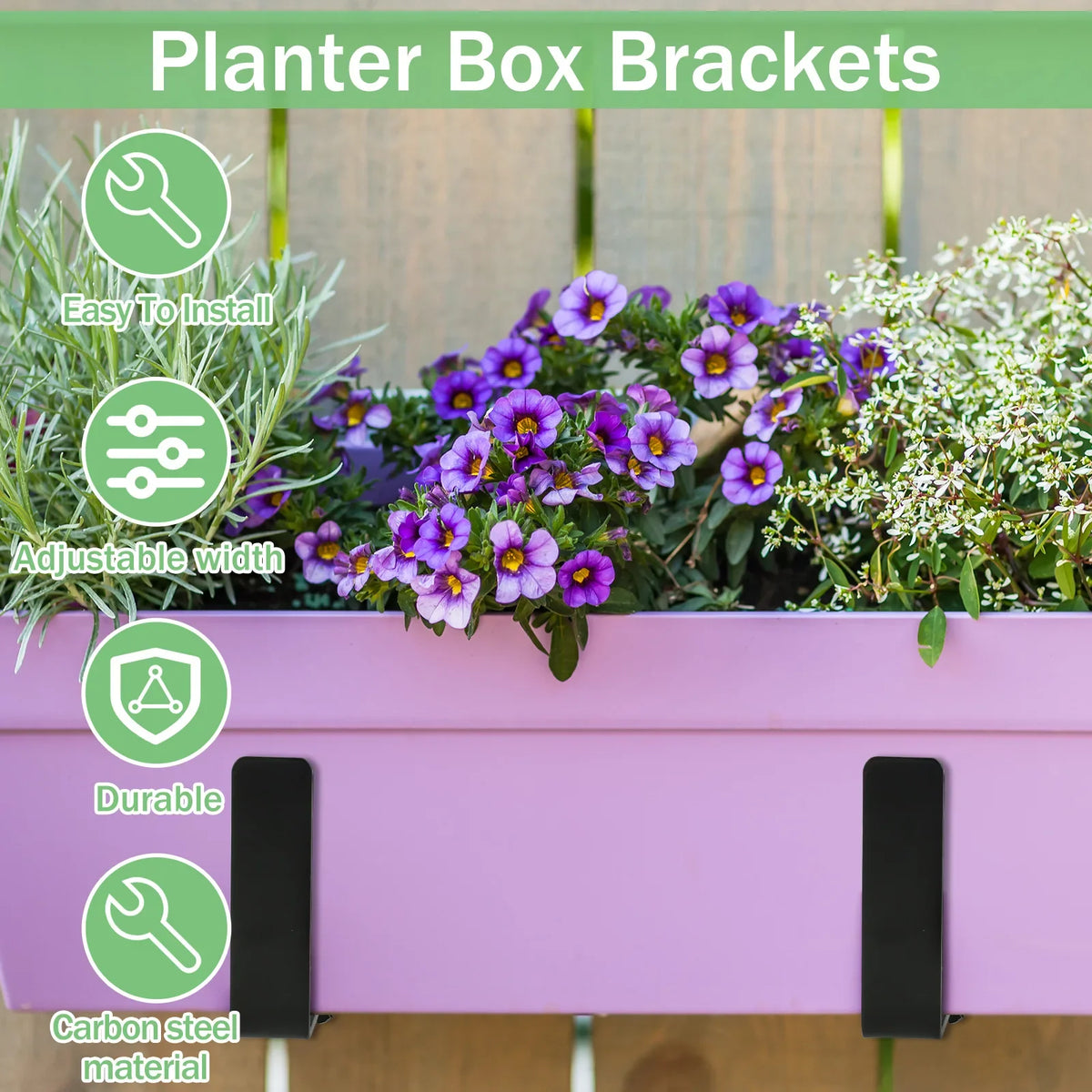 Adjustable Planter Box Brackets – Heavy Duty Steel Window Holder