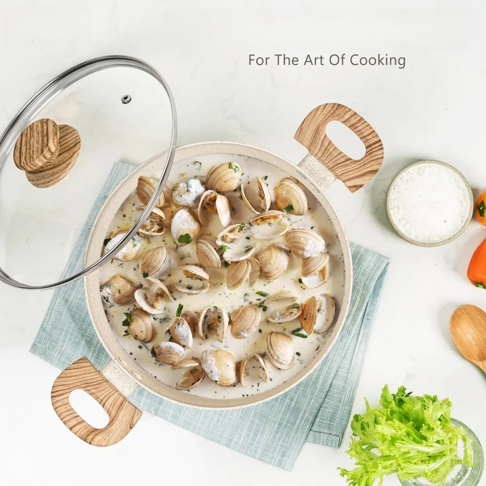 Nonstick Aluminum Stock Pot with Lid & Stay-Cool Handle