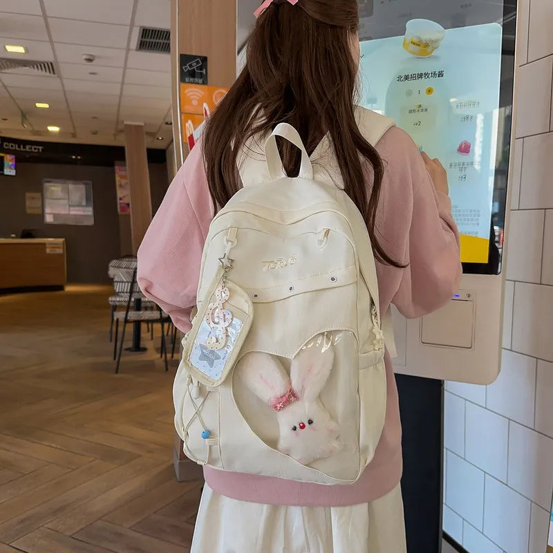 Japanese Star Pattern Backpack – High-Capacity School & Travel Bag