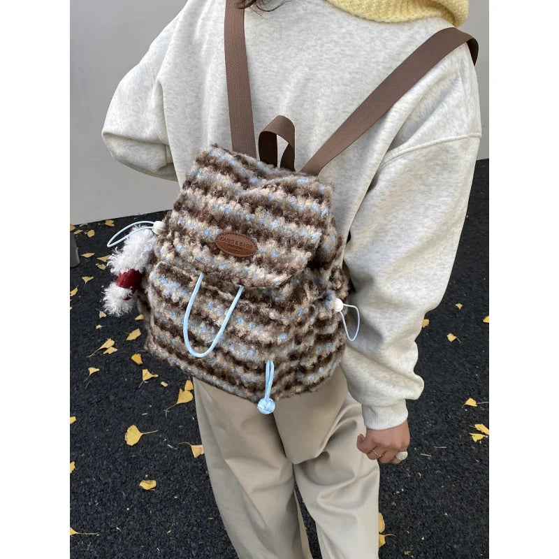 Fair Isle Wool Striped Women's Backpack – College Style