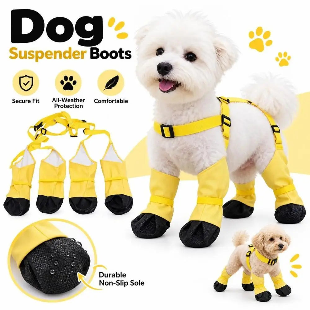 Waterproof Dog Suspender Boots | Anti-Slip Rain Paw Protectors