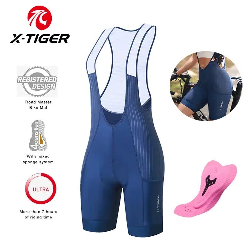 X-TIGER Women's Cycling Bib Shorts – Cushioned & Breathable
