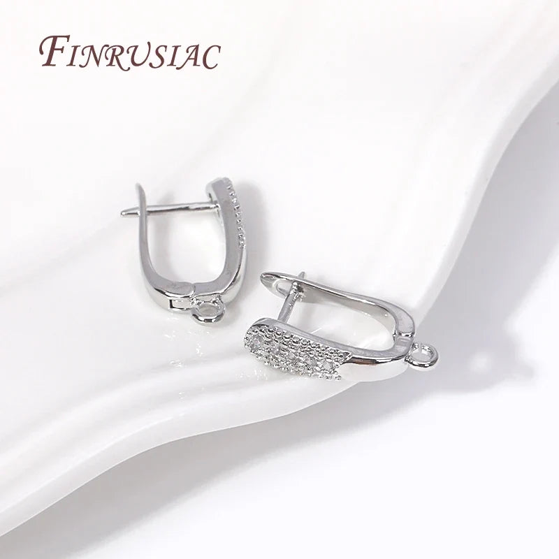 18K Gold Plated Zircon U-Shape Earring Clasp DIY Findings