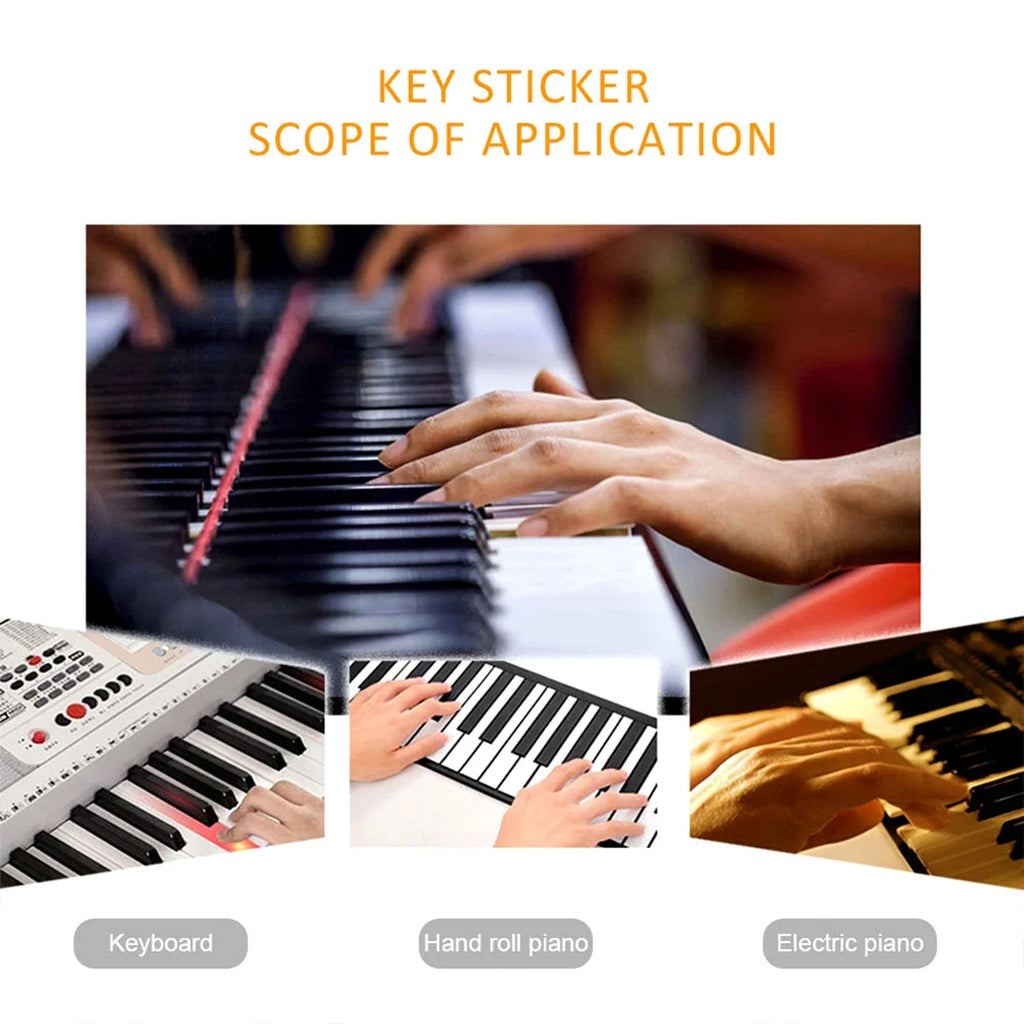 Piano Keyboard Stickers 32–88 Keys – Transparent Note Decals