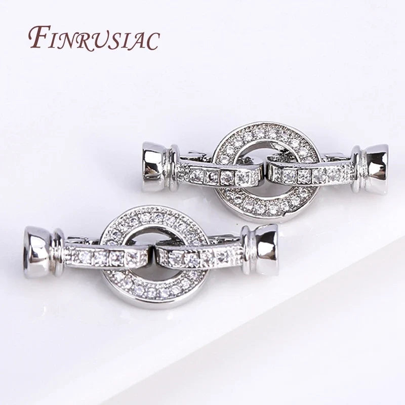 Rhodium Gold Plated Round Connector Clasp – Zircon Necklace DIY