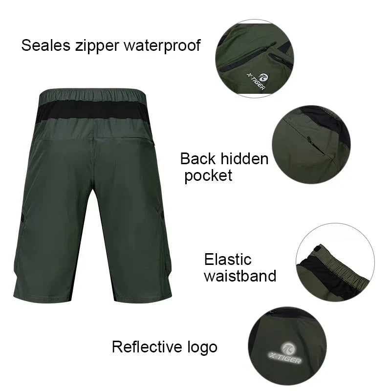X-TIGER Men's MTB Bike Shorts – 7-Pocket Quick Dry Cycling