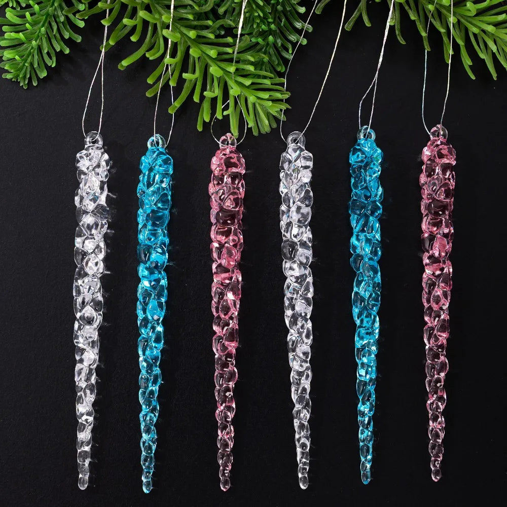 10Pcs Acrylic Crystal Ice Column Christmas Tree Ornaments