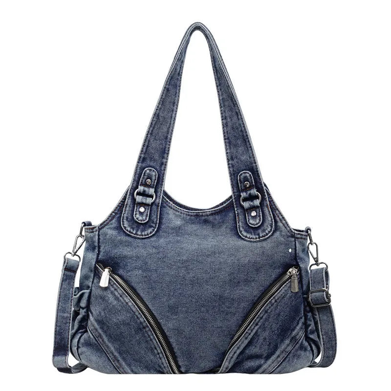 Women's Large Capacity Denim Tote Shoulder Bag – Retro Style