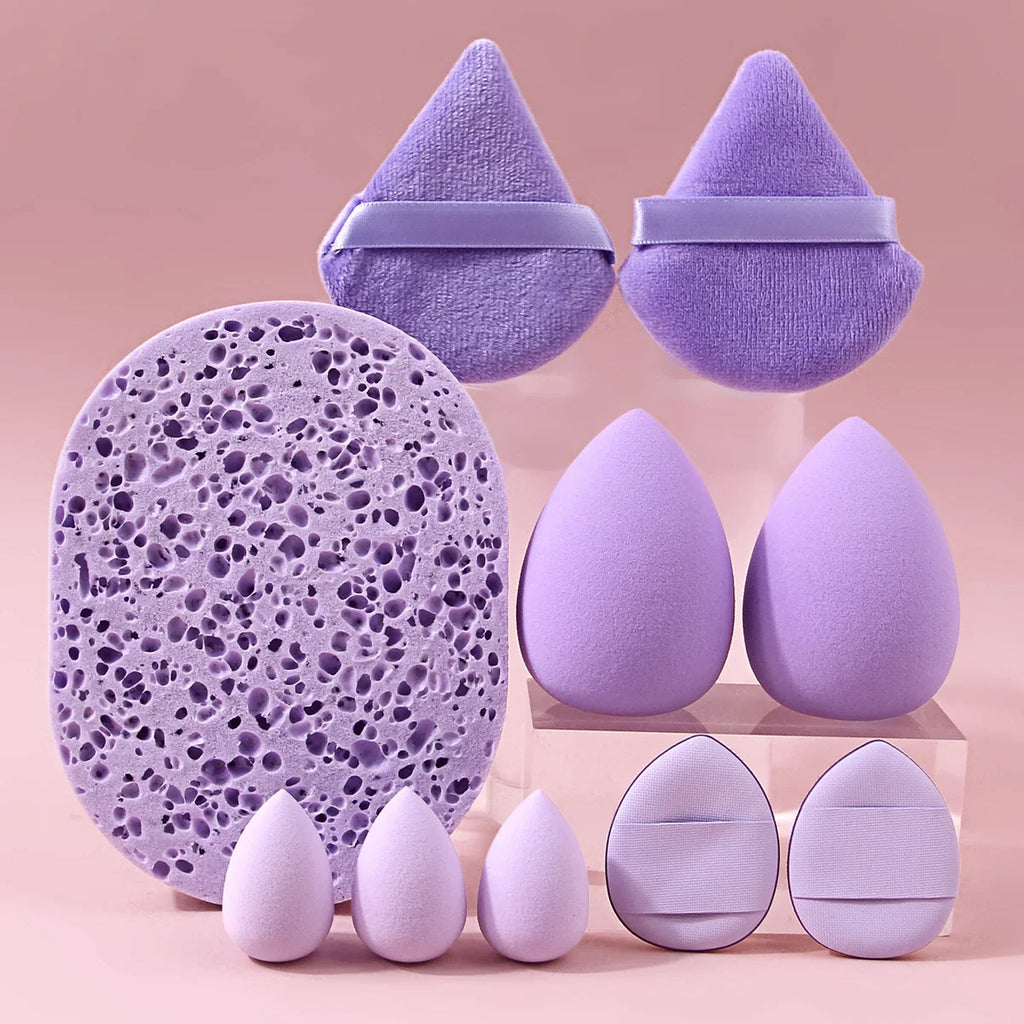 10-Piece Makeup Sponge Set – Puffs, Eggs & Mini Sponges