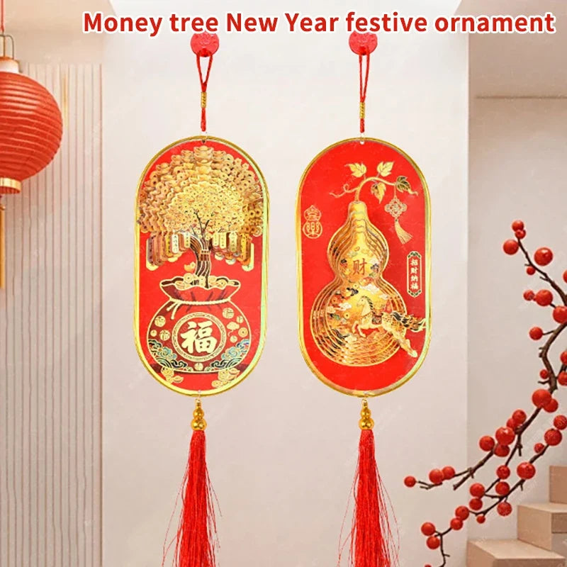 3D Money Tree Golden Gourd Pendant – Lunar New Year Ornament