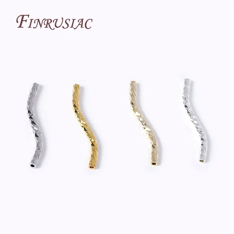 18K Gold Plated S-Shape Twisted Tube Bead Connector – Brass