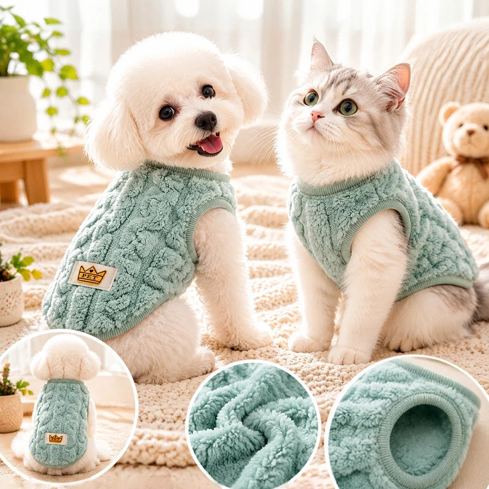 Soft Fleece Pet Vest Sweater – Small Dogs & Cats Winter Pullover