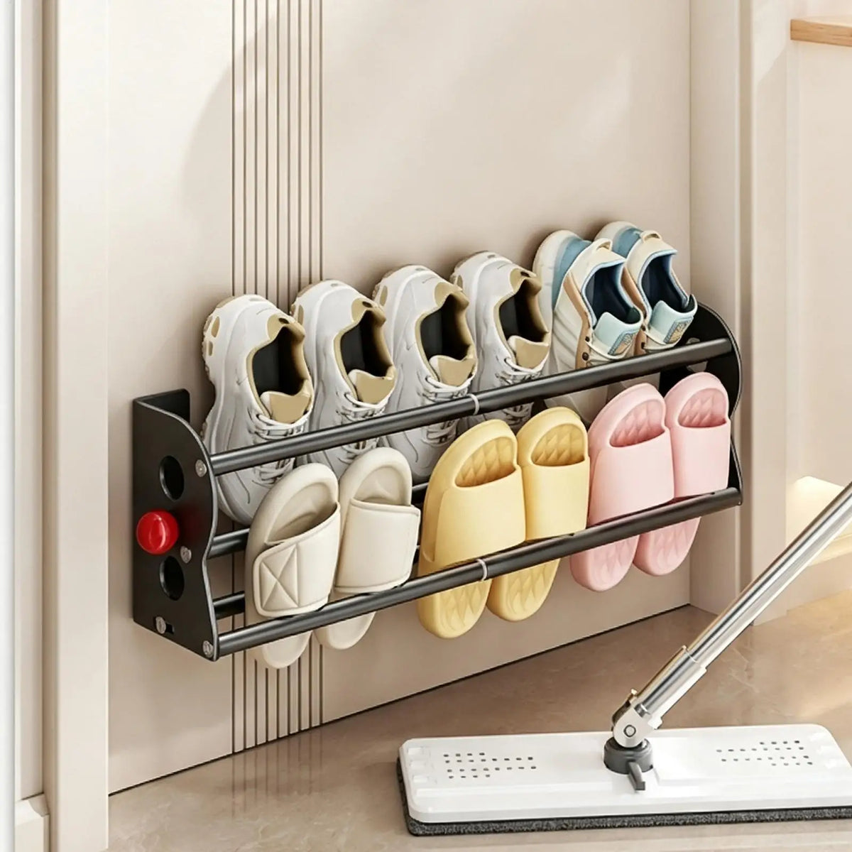 Magnetic Shoe Rack – Expandable 40–73cm No-Drill Over Door Organizer