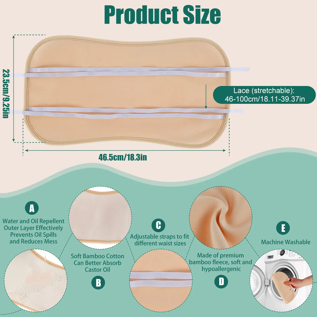 Reusable Castor Oil Pack Wrap Kit – Adjustable Waist & Neck