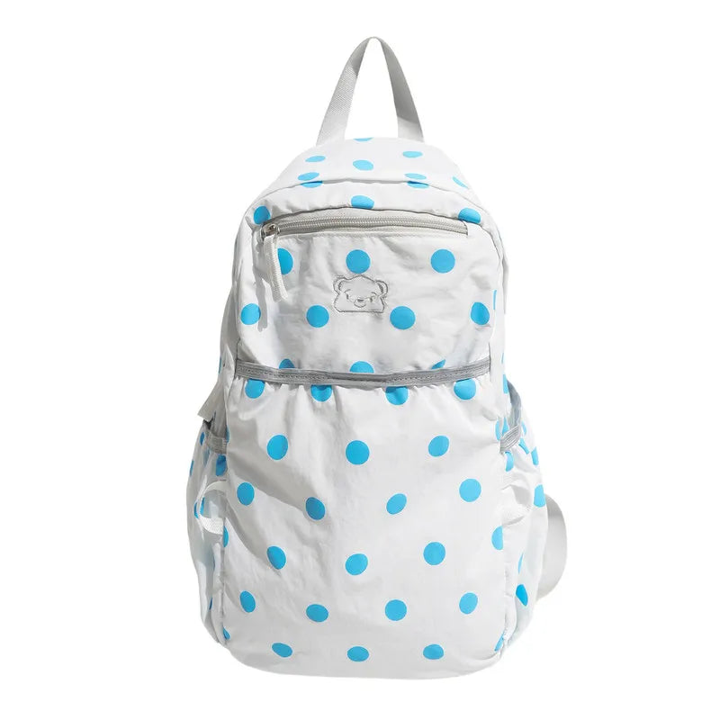 Sweet Polka Dot Canvas Backpack – Large Capacity Women's Bag