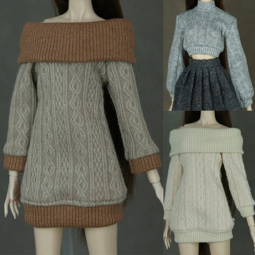 Handmade Knitted Doll Sweater Multicolor Top for 1/6 Dolls
