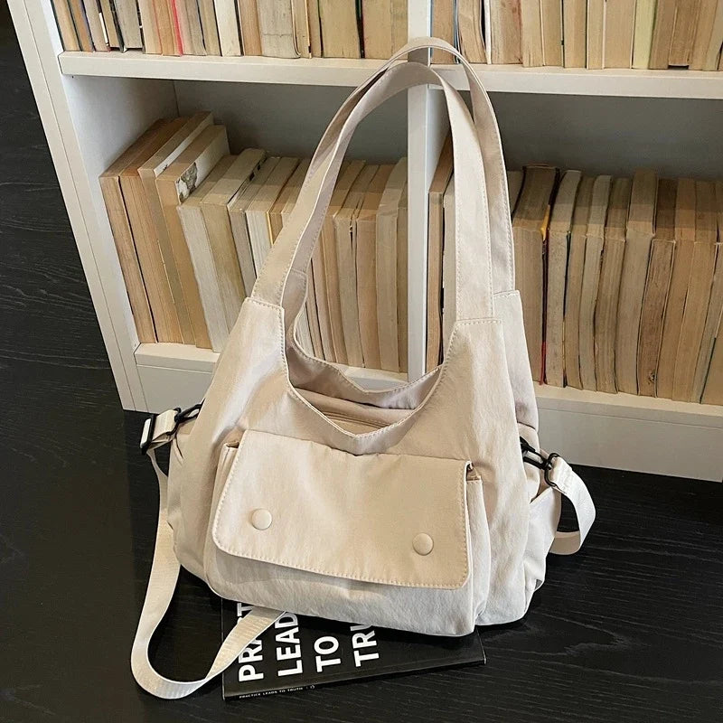 Korean Women's Large Crossbody Tote Shoulder Bag | Polyester
