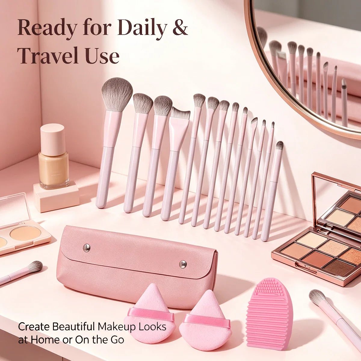 17-Piece Professional Makeup Brush Set – Soft Fluffy Bristles