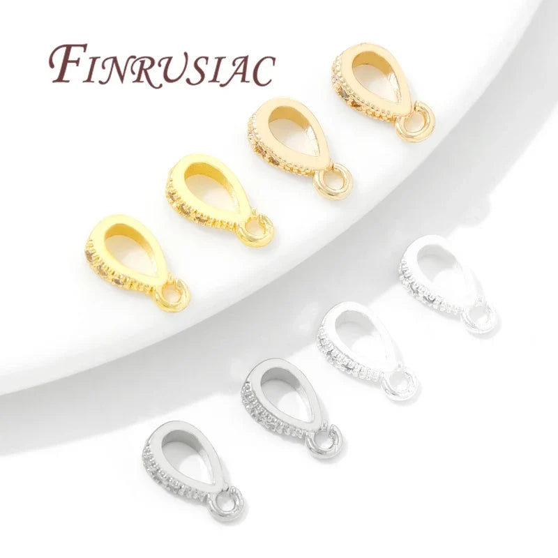 18K Gold Plated Brass Zircon Pendant Bails | DIY Necklace Findings