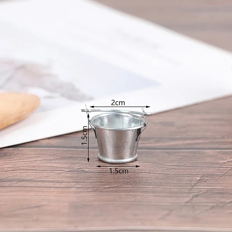 Miniature Iron Pail for Dollhouse Decor & Beach Bucket Toy