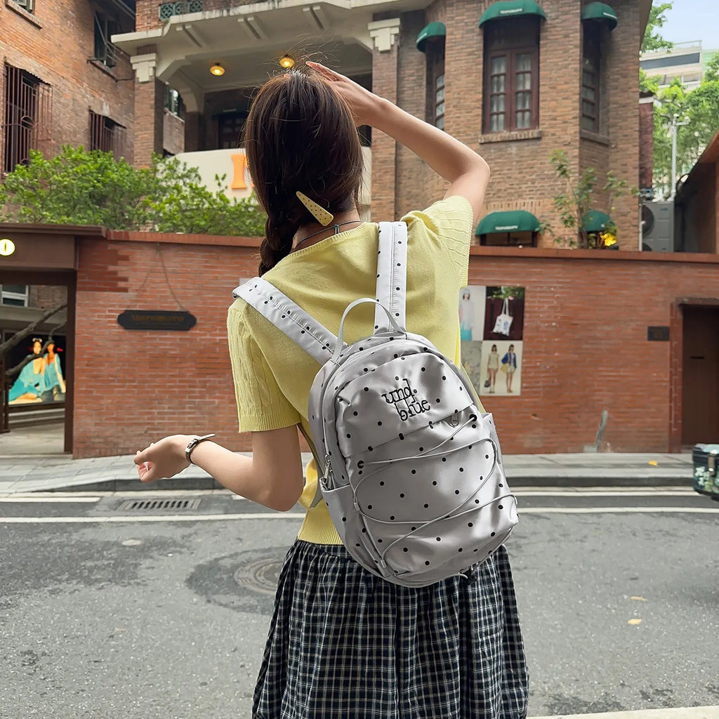 Korean Polka Dot Mini Backpack for Women – Stylish Commuter Bag