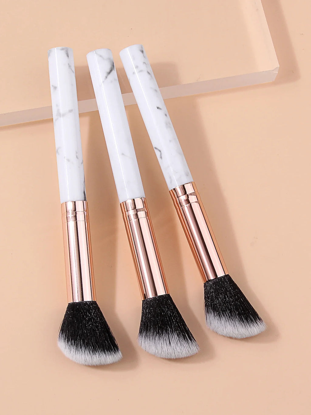 3-Piece Facial Contour & Blush Makeup Brush Set | Korean Style