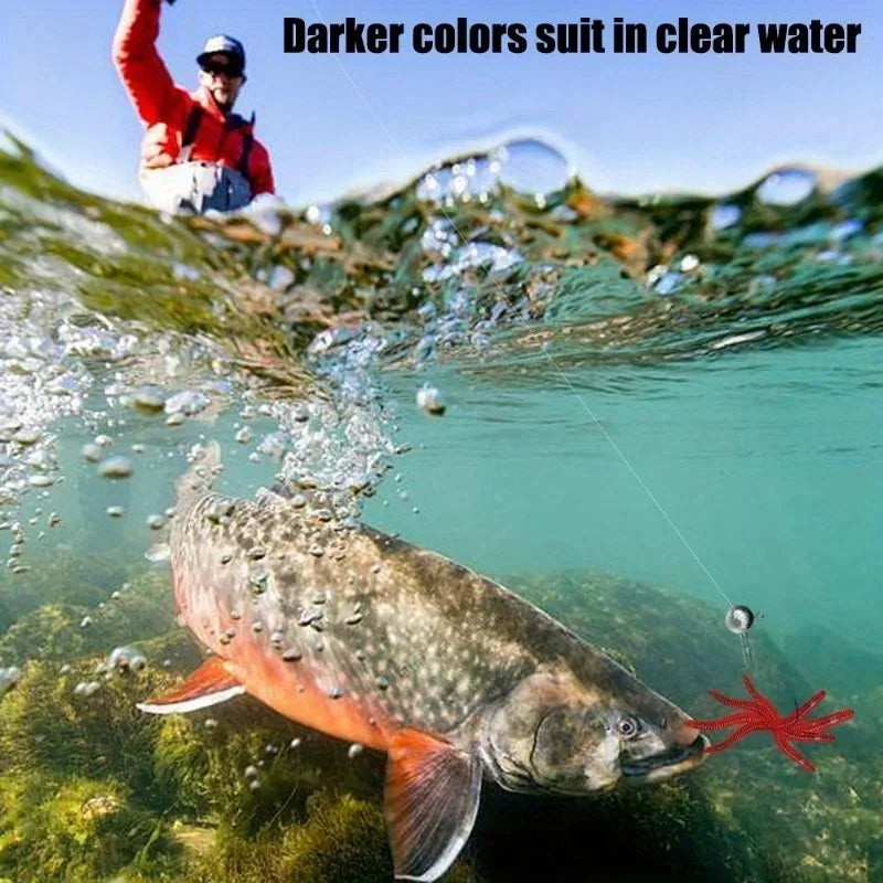 50pcs Silicone Worm Soft Fishing Bait 3.5cm Scented Lures