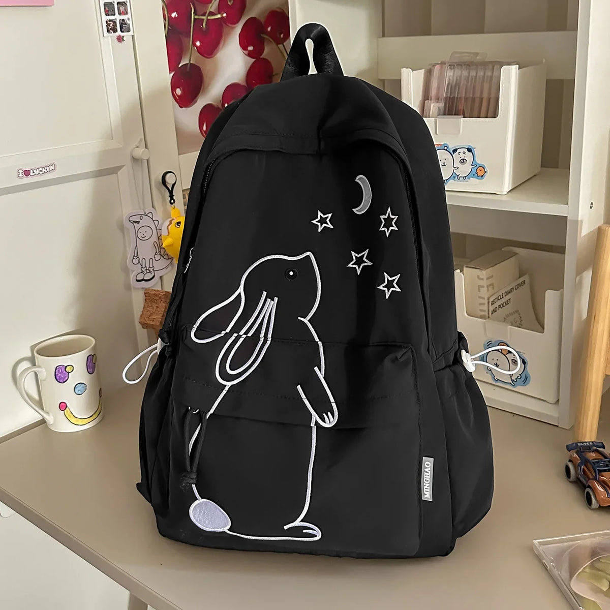 Embroidered Floppy Ear Bunny Kawaii Backpack – Light Blue