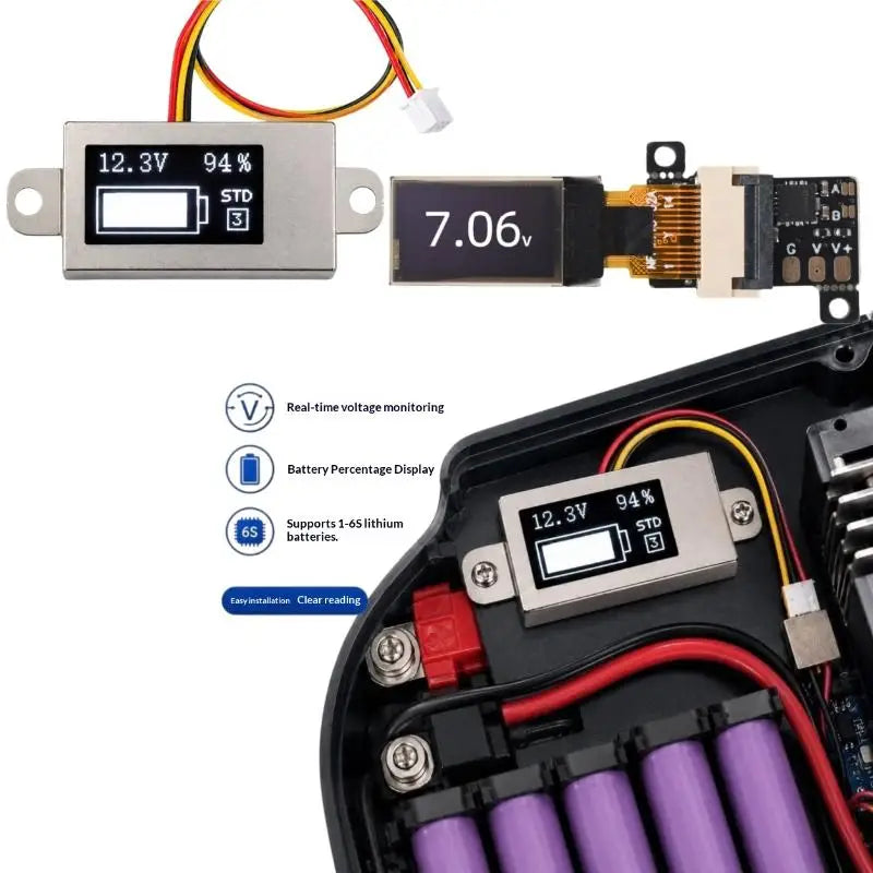 OLED Digital Voltmeter Battery Tester 1-6S DC 0-30V