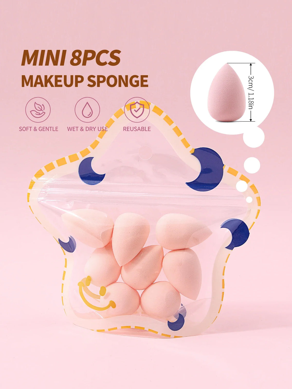 8-Piece Mini Makeup Sponge Set – Blush, Contour & Foundation