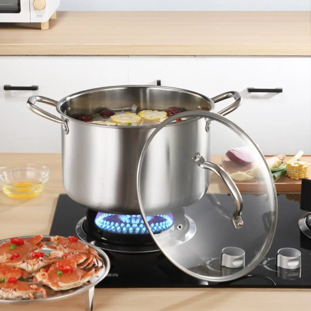 FEB.WIND Hybrid Nonstick Stockpot – Oven-Safe 900°F Glass Lid
