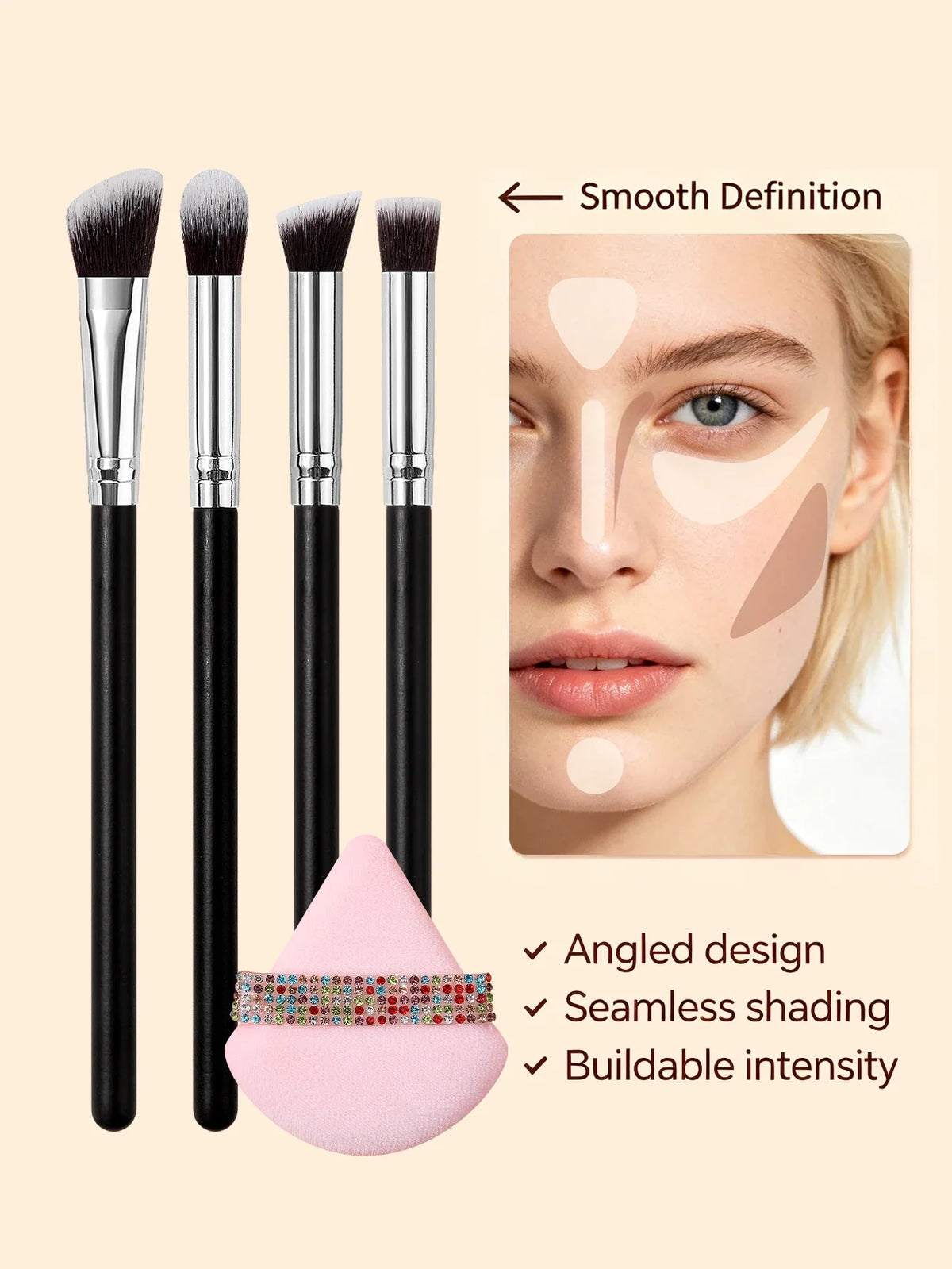 5-Piece Makeup Brush Set – Eyeshadow, Contour & Highlighter