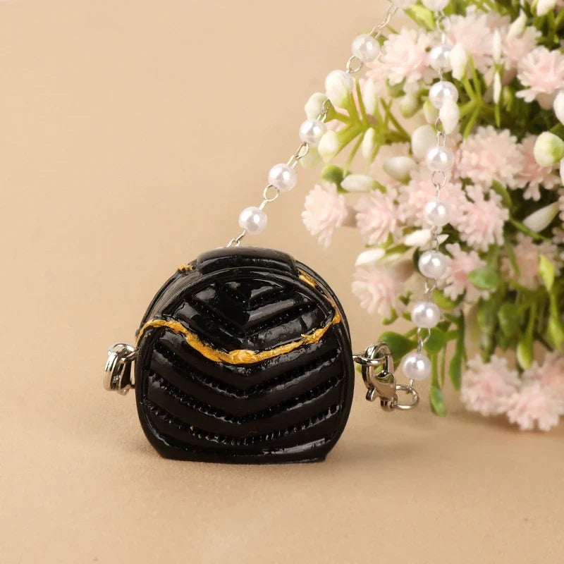 Miniature Metal Handbag with Chain – Dollhouse Accessory