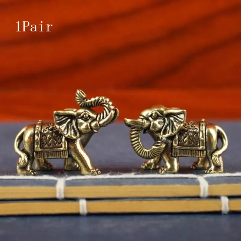 Brass Lucky Elephant Miniature Figurine | Antique Bronze Statue
