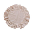 Rustic Round Placemat Ruffled Trim Washed Cotton Table Mat 15"
