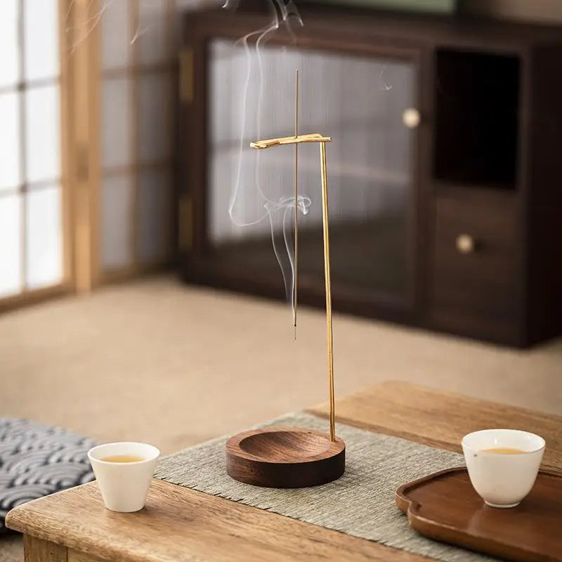 Wooden Upside Down Incense Burner & Anti-Ash Stick Holder