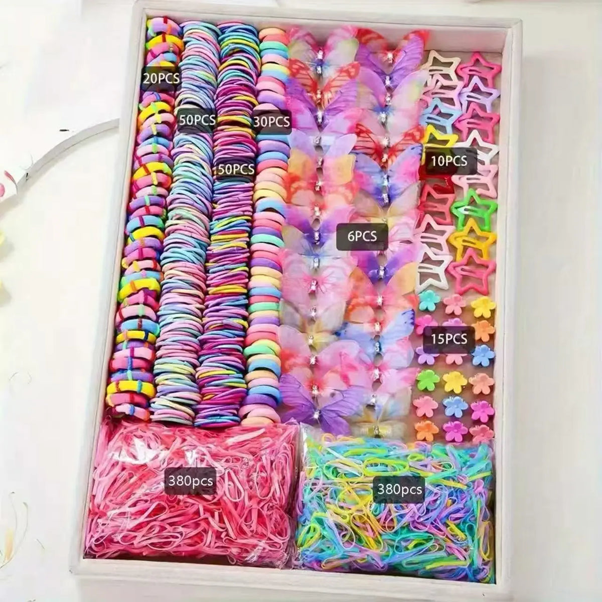 881Pcs Kids Hair Accessories – Clips, Ties & Scrunchies Set
