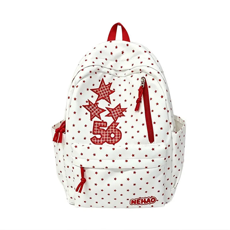 Korean Star Print Backpack – Large Capacity Lightweight Bag