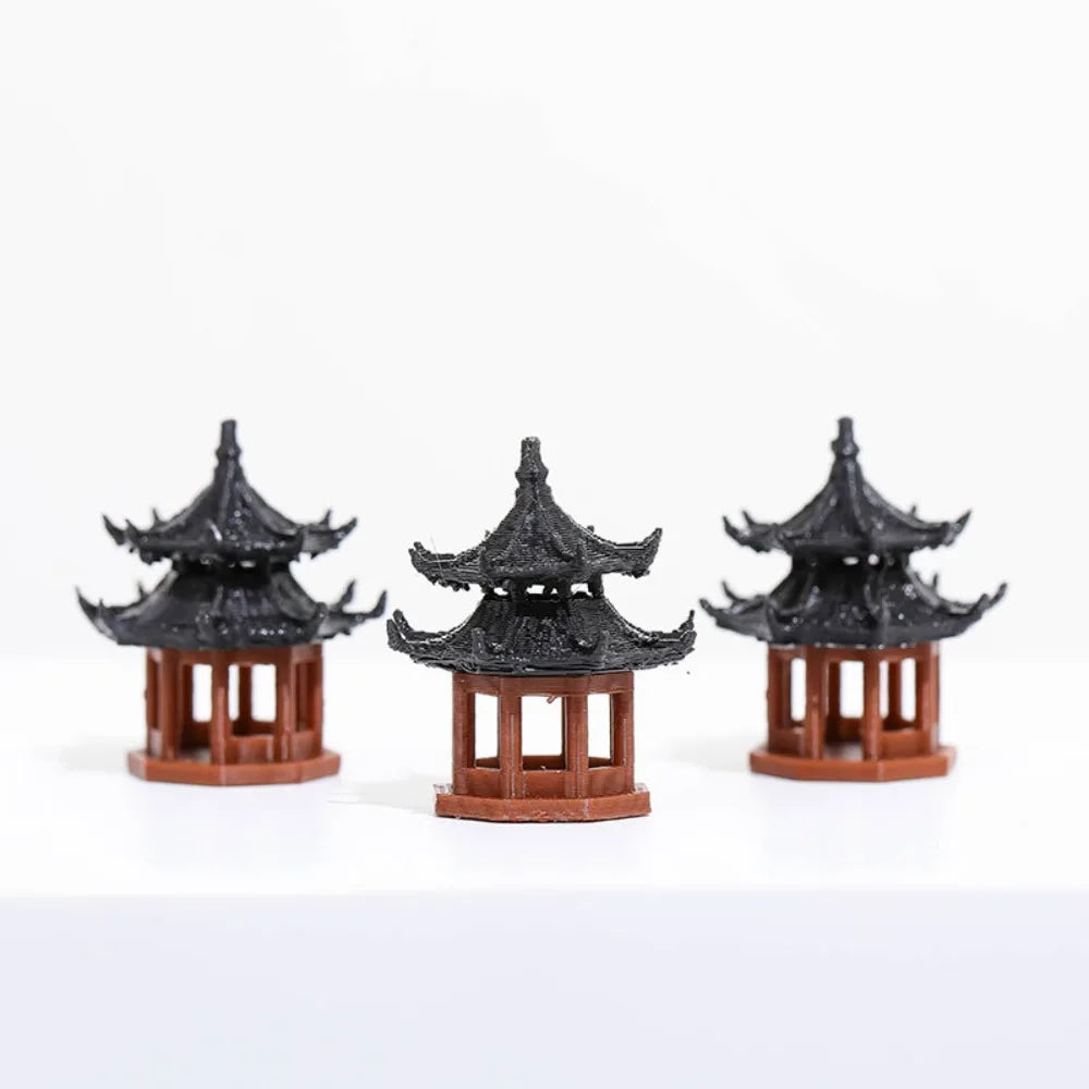 Miniature Hexagonal Pagoda Figurine – Micro Landscape Decor