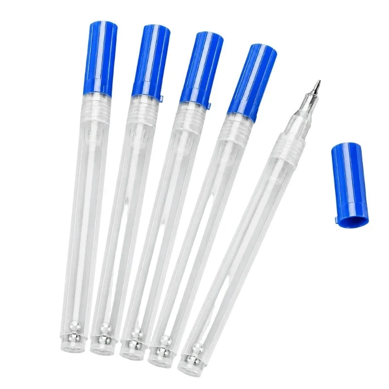 Refillable Empty Marker Pen Barrels – Transparent, Blue Cap