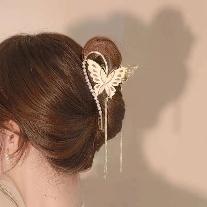 Snake Crystal Tassel Hair Claw Clips – Geometric Metal Women