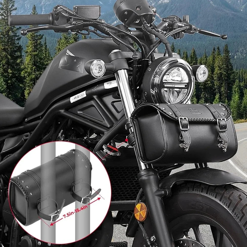 Motorcycle Fork Bag 4-5L PU Leather Waterproof Saddlebag