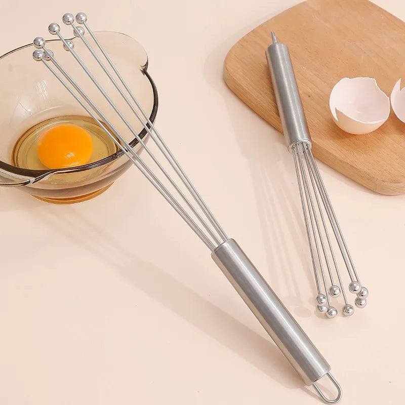 Stainless Steel Ball Whisk Set 10" & 12" – Manual Egg Beater