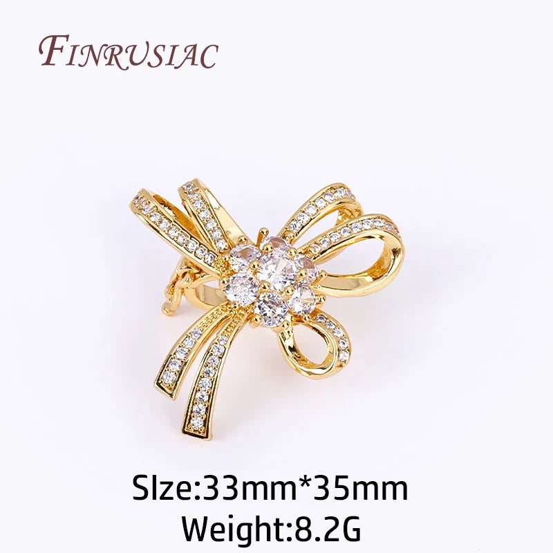18K Gold Plated Zircon Magnetic Pearl Clasp | DIY Jewelry Findings