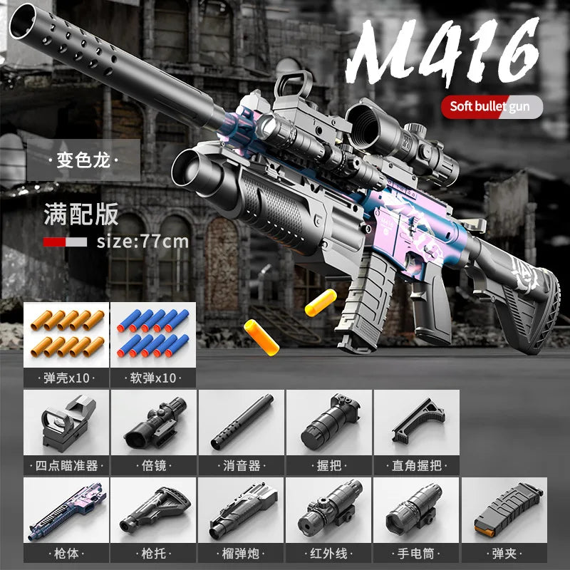 M416 Soft Bullet Suction Cup Toy Gun – Manual Shooter for Kids